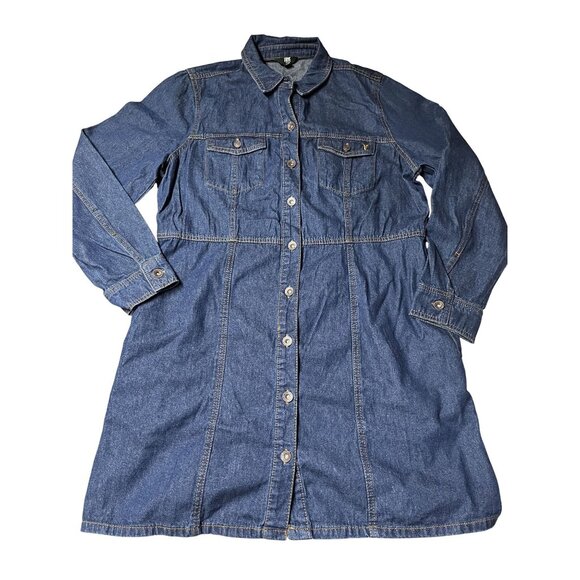 Frye Womens Denim Button-Down Shirt Dress XL midi - Picture 1 of 10
